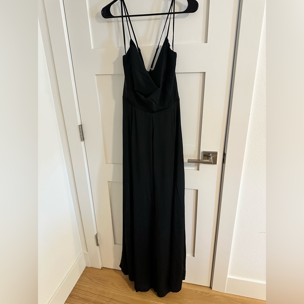 Long black silk dress